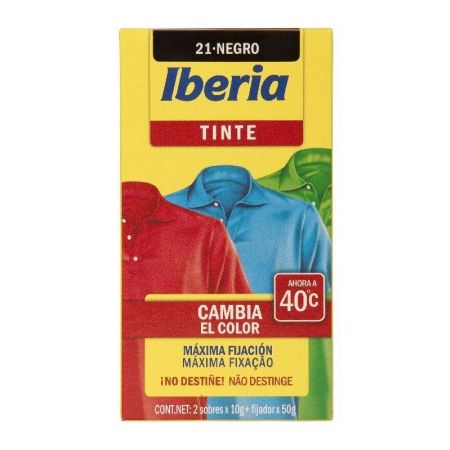 Iberia Tinte Para La Ropa Tinte a mano o a máquina para un color intenso y brillante con máxima fijación 2 uds