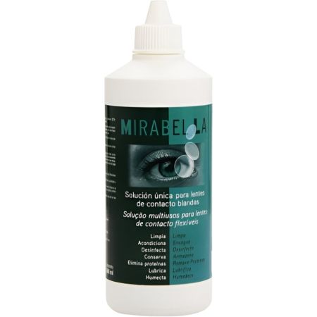 Mirabellas Solución Multifunción+Porta Lentillas Solución líquida de lentillas ideal para su aplicación y conservación 360 ml