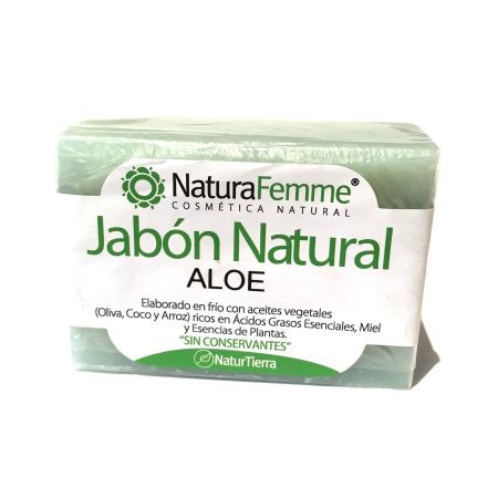Naturafemme Jabón Natural Aloe Jabón de manos en pastilla natural recupera y calma pieles más castigas y dañadas 100 gr