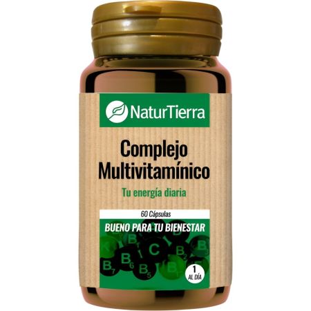 Naturtierra Complejo Multivitamínico Complemento Alimenticio Complemento alimenticio aumenta la enegía y disminuye el cansancio y la fatiga 60 uds