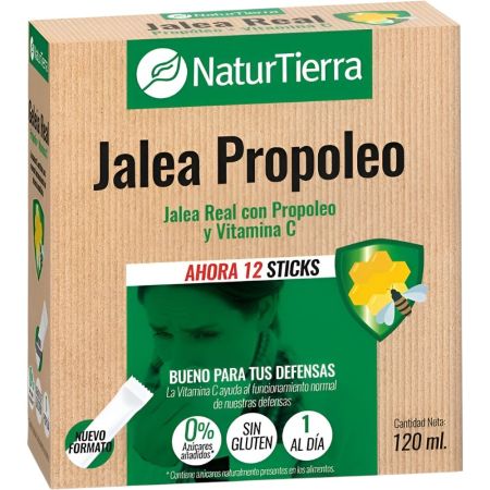 Naturtierra Jalea Propoleo Complemento Alimenticio Complemento alimenticio sin gluten para buen funcionamiento del sistema inmunitario 12 uds