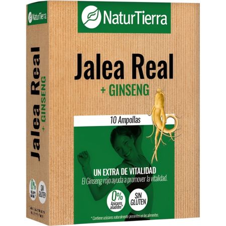 Naturtierra Jalea Real + Ginseng Complemento Alimenticio Complemento alimenticio recomendado en situaciones de cansancio estrés y fatiga 10 uds