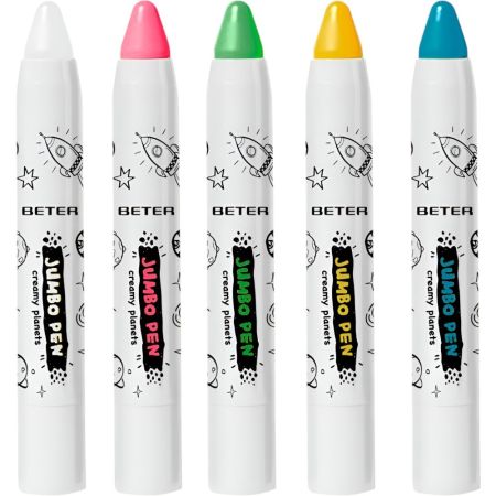 Beter Genius Tribe Jumbo Pens Face & Body Paint Pack Lápices de maquillaje corporales y faciales de trazo grueso se eliminan fácilmente 5 uds