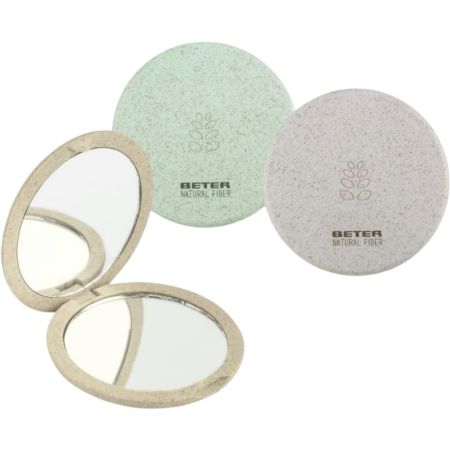 Beter Natural Fiber Espejo Doble Macro X4 Espejo cosmético de bolso biodegradable muy cómodo para retocarte en cualquier momento 1 ud
