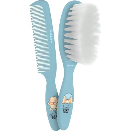 Beter Minicure Baby Brush & Comb Set Set cepillo y peine con mangos largos más manejables para bebé 1 ud