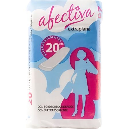 Afectiva Compresas Exraplana Compresas extraplanas superabsorbentes con bordes redondeados 20 uds