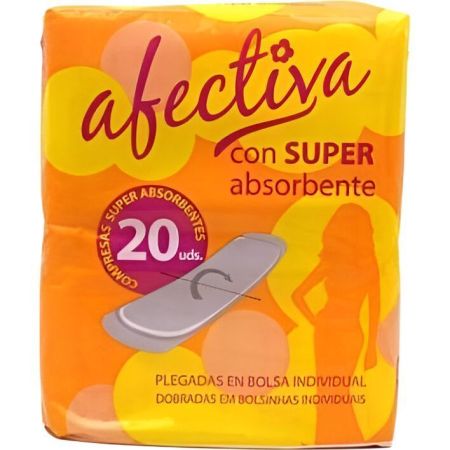 Afectiva Compresas Con Super Absorbente Compresas super absorbentes plegadas en bolsa individual 20 uds