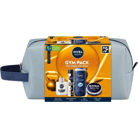 Nivea Men Piel Firme, Piel Sana Gym Pack Neceser Rutina de baño hidratante nutritiva y protectora para el cuidado de la piel ideal para el gimnasio