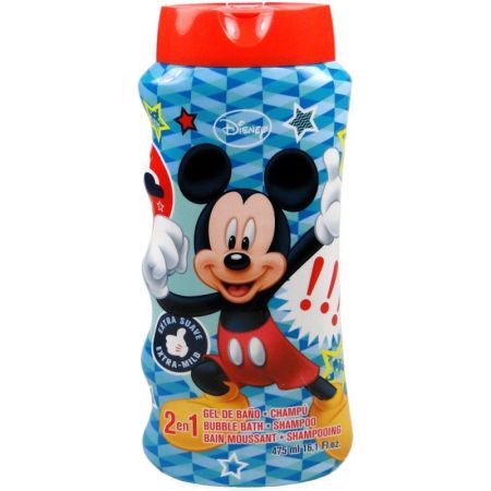 Disney Mickey Gel De Baño-Champú 2 En 1 Gel de ducha y champú respeta la hidratación natural de la piel y el cabello 475 ml