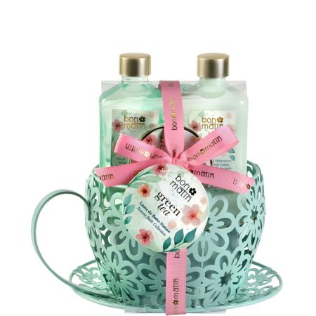 Bon Matin Green Tea Taza Set Set de baño hidratante y relajante con aroma a té verde