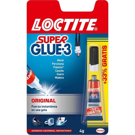 Loctite Super Glue-3 Pegamento Original Formato Especial Pegamento líquido en tubo pega al instante la mayoría de materiales 4 gr