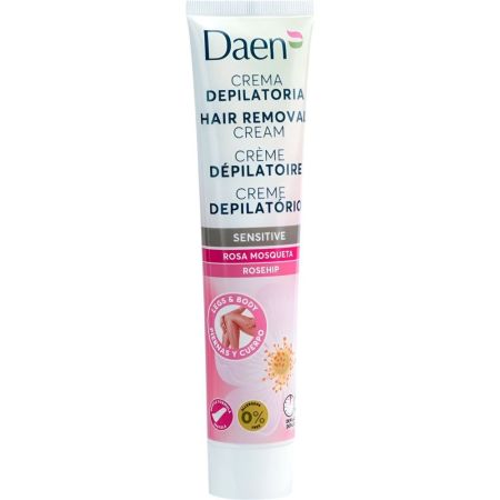 Daen Sensitive Rosa Mosqueta Crema Depilatoria Crema depilatoria acabado eficaz cómodo y de larga duración para todas las áreas 100 ml