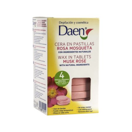 Daen Cera En Pastillas Rosa Mosqueta Cera caliente vegana en pastilla depilación eficaz cómoda y de larga duración 260 gr
