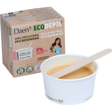 Daen Ecodepil Microondas Cera Depilatoria Cera caliente vegana para microondas depilación eficaz cómoda y de larga duración 100 gr