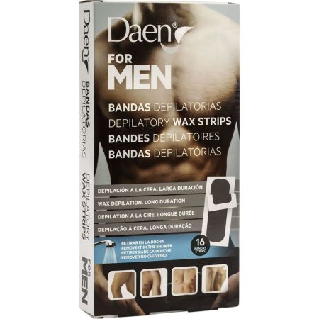 Daen For Men Bandas Depilatorias Bandas depilatorias masculinas acabado eficaz cómodo y de larga duración 16 uds