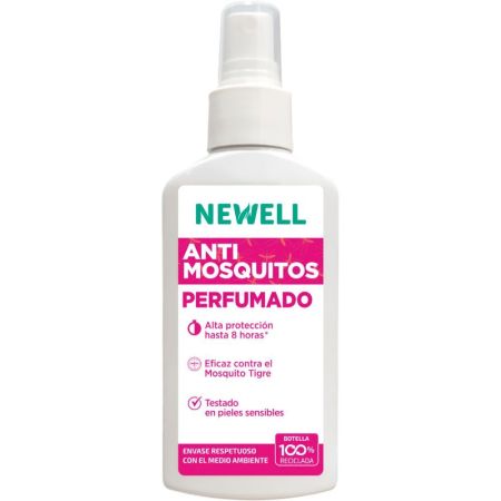 Newell Perfumado Antimosquitos Repelente corporal perfumado antimosquitos ofrece barrera protectora sobre la piel para una protección hasta 7 horas 100 ml