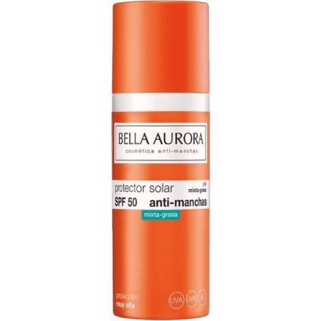 Bella Aurora Protector Solar Anti-Manchas Spf 50+ Piel Mixta-Grasa Crema solar hidratante y antimanchas de textura ligera unifica el tono y calma para acabado mate 50 ml