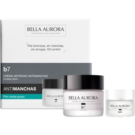 Bella Aurora B7 Cuidado Antimanchas Piel Mixta-Grasa+Eyes Contorno Gratis Pack regalo antiedad y antimanchas controla exceso de grasa ofreciendo luminosidad hasta 72 horas
