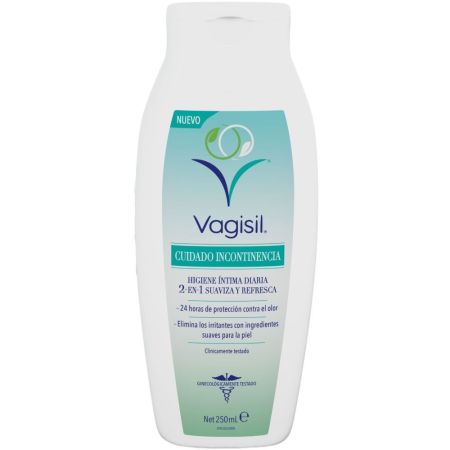 Vagisil Cuidado Incontinencia Higiene Íntima Diaria 2 En 1 Gel de higiene íntima suaviza y refresca contra el mal olor 24 horas 250 ml