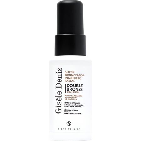 Gisele Denis Double Bronze Super Bronceador Inmediato Facial Bronceador facial inmediato con o sin sol activa la melanina ofrece acabado dorado y uniforme 40 ml