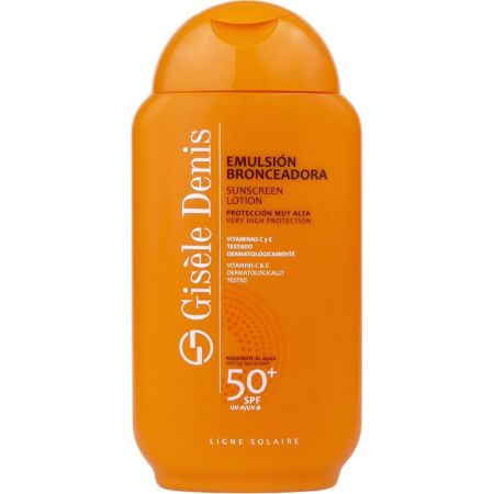 Gisele Denis Emulsión Bronceadora Spf 50+ Emulsión solar bronceadora resistente al agua nutre reduciendo envejecimiento con vitamina c y e 200 ml