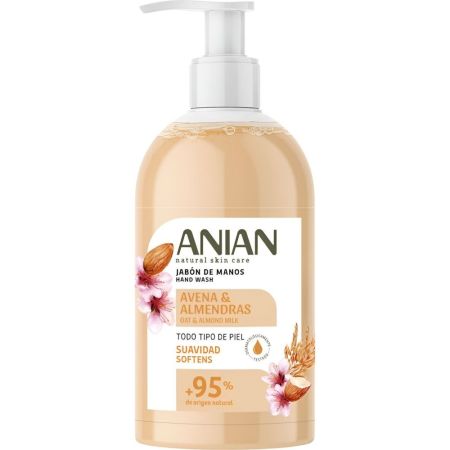 Anian Natural Skin Care Avena & Almendras Jabón De Manos Jabón de manos limpiador porporciona higiene y cuidado mimando hidratando y nutriendo 500 ml