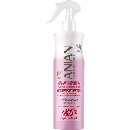 Anian Natural Hair Care Protección Color Acondicionador Bifásico Acondicionador vegano bifásico instantáneo protege el color derenreda y controla encrespamiento 400 ml