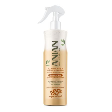 Anian Natural Hair Care Reparación Acondicionador Bifásico Acondicionador vegano instantáneo revitalizante nutritivo para cabello dañado 400 ml