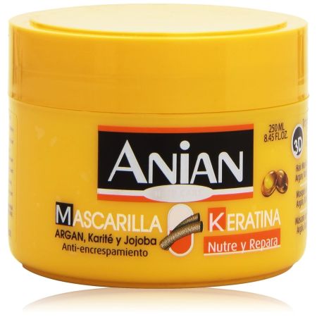 Anian Mascarilla Keratina Mascarilla antiencrespamiento nutre repara y protege para cabello suelto y suave 250 ml