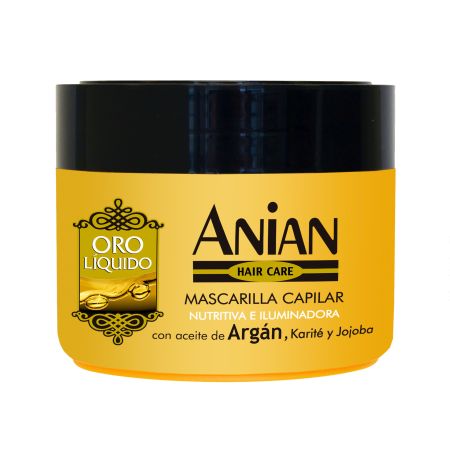 Anian Hair Care Oro Líquido Mascarilla Capilar Mascarilla nutritiva e iluminadora con aceite de argán karité y jojoba 250 ml