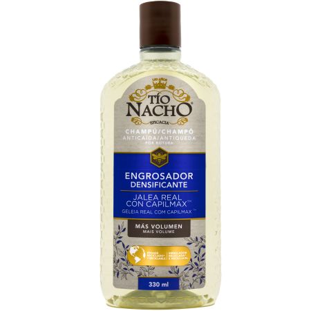 Tío Nacho Engrosador Densificante Champú Champú anticaída mejora el grosor del cabello de jalea real con capilmax 330 ml