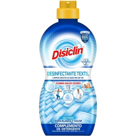 Disiclin Desinfectante Textil Desinfectante textil sin lejía para ropa blanca y de color elimina los malos olores con un aroma fresco y agradable 750 ml