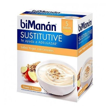 Bimanan Complemento Alimenticio Sustitutive Complemento alimenticio ayuda a la bajada de peso sabor yogur con cereales 5 uds