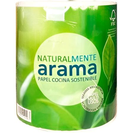 Arama Naturalmente Papel Cocina Sostenible Rollo de cocina de doble capa multiusos sostenible y de máxima absorción