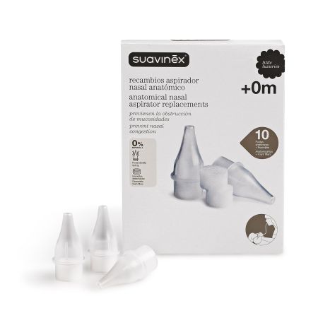 Suavinex Aspirador Nasal Anatómico Recambio +0m Aspirador nasal previene la obstrucción de mucosidades 10 uds