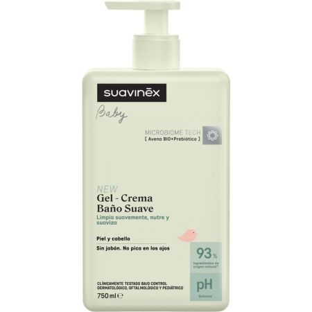 Suavinex Baby Gel-Crema Baño Suave Gel de baño y champú limpia suavemente para un baño con espuma que estimula los sentidos