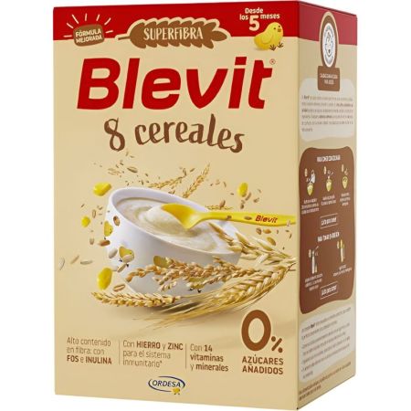 Blevit Superfibra Papilla Instantánea 8 Cereales Papilla en polvo instantánea para introducir el gluten a partir de 5 meses