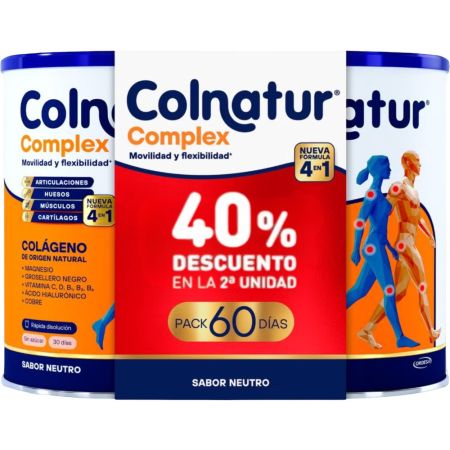 Colnatur Complex Colágeno Sabor Neutro Complemento Alimenticio Duplo Complemento alimenticio en polvo para el cuidado de músculos huesos y articulaciones 2x330 gr