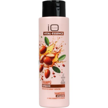 Io Planet Vital Essence Champú Reparador Champú con aceite de argán y queratina reparan y aporta brillo para cabellos secos o dañados 500 ml