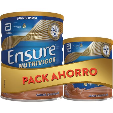 Ensure Nutrivigor Chocolate Complemento Alimenticio Pack Ahorro Complemento alimenticio en polvo reduce cansancio y mantiene los huesos en condiciones normales 850+400 gr
