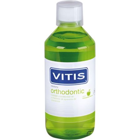 Vitis Colutorio Orthodontic Enjuage bucal sin alcohol para aquellos con ortondoncia sabor manzana y menta 100 ml