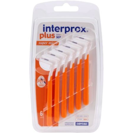Interprox Cepillo Interdental Plus Super Micro Cepillo interdental para limpiar y eliminar la placa bacteriana en espacios de 0,7 mm 6 uds