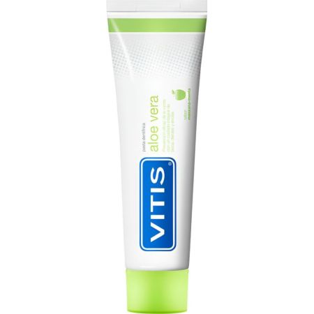 Vitis Pasta Dentífrica Aloe Vera Pasta Sabor Manzana Pasta de dientes para encías ayuda a prevenir eficazmente las caries sabor manzana 100 ml
