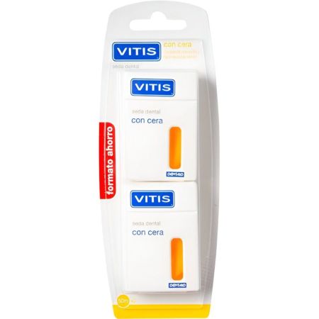 Vitis Seda Dental Con Cera Formato Ahorro Seda dental con cera para realizar una limpieza más cómoda y fácil 2x50 m