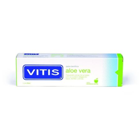 Vitis Pasta Dentífrica Aloe Vera Pasta de dientes prevención eficaz de las caries sabor manzana y menta 100 ml
