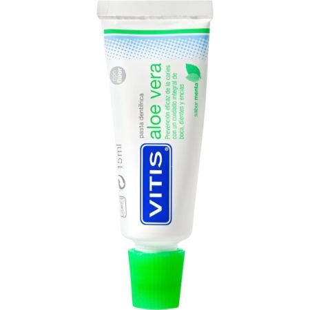 Vitis Pasta Dentífrica Aloe Vera Pasta de dientes para encías ayuda a prevenir eficazmente las caries 15 ml