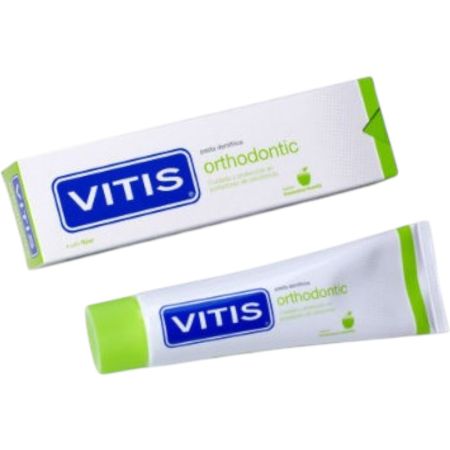 Vitis Pasta Dentífrica Orthodontic Pasta de dientes cuida los dientes de aquellos que tienen ortondoncia sabor manzana y menta 100 ml
