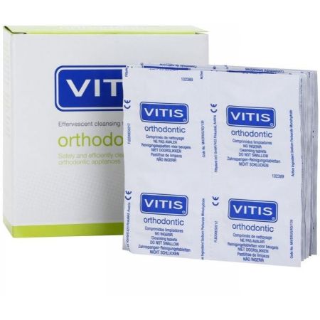 Vitis Orthodontic Comprimidos Limpiadores Pastillas para limpiar los aparatos de ortodoncia 32 uds