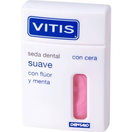 Vitis Seda Dental Con Cera Suave Formato Especial Seda dental de flúor y menta para una limpieza de encías delicadas 55 m
