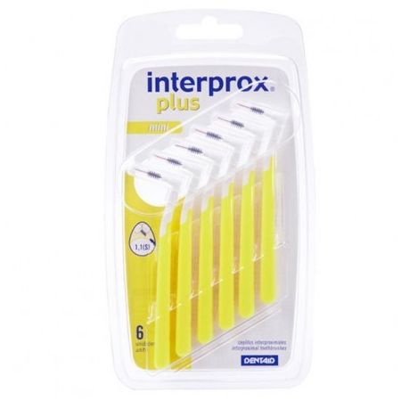 Interprox Cepillo Interdental Plus Mini Cepillo interdental para limpiar y eliminar la placa bacteriana en espacios de 1,1 mm 6 uds